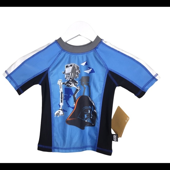 NWT DISNEY STORE Star Wars Darth Vader Print RashGuard Blue Boys Age 3Y - Picture 4 of 8
